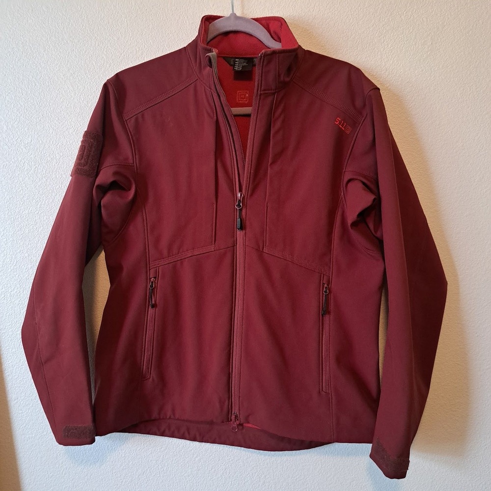 5.11 Tactical Sierra Softshell Jacket Women Small Wine Red Full Zip Fleece Lined